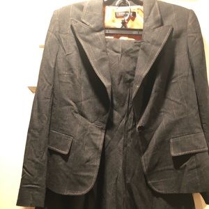 Anne Klein gray pinstripes skirt suit